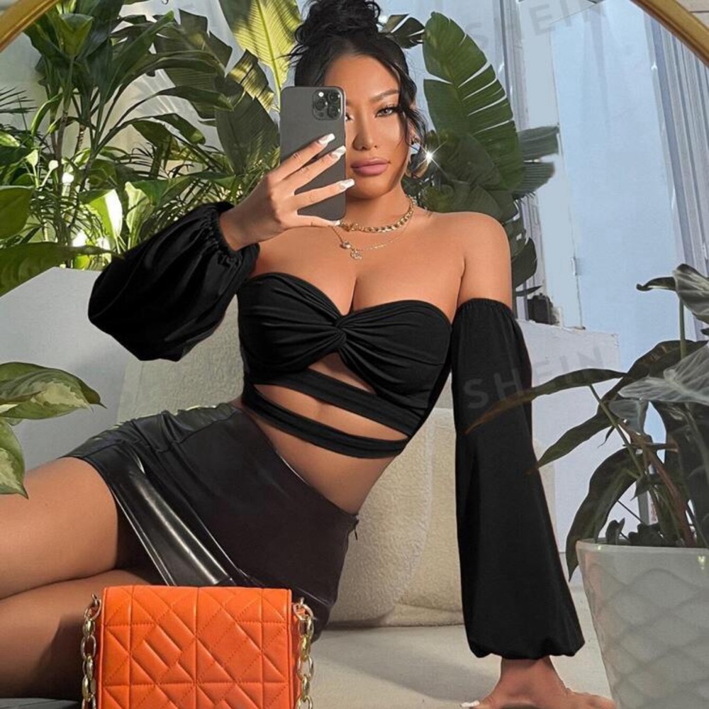 SHEIN off the shoulder crop top